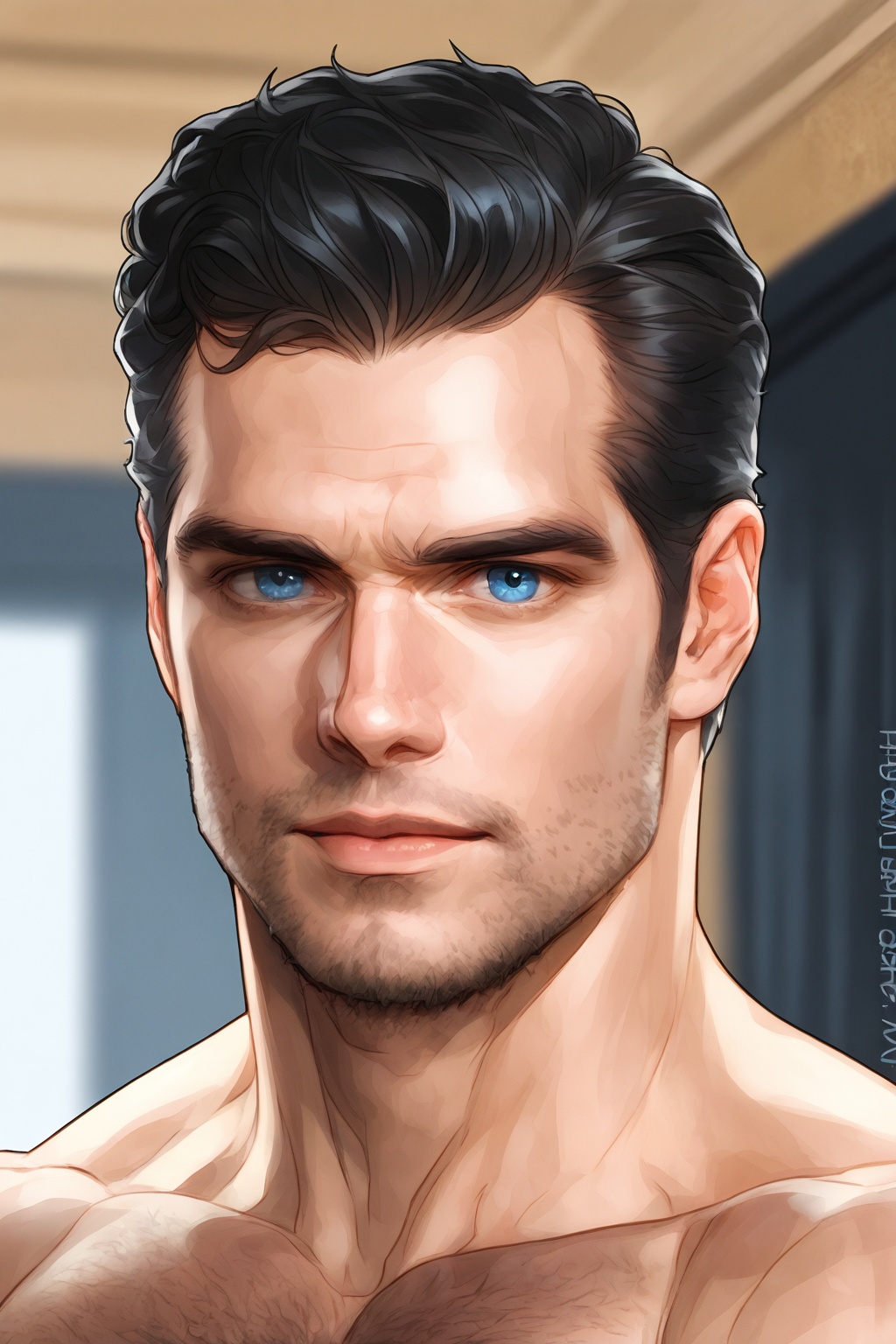 Henry Cavill,  black hair,  blue-gray eyes on Tensor.Art