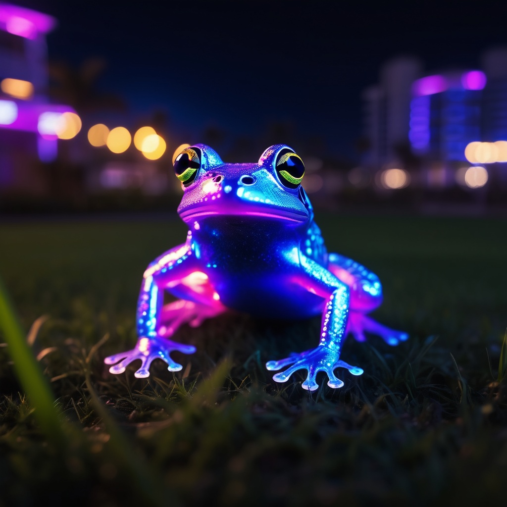 "miami" beach hologram,  ,  (night time) on Tensor.Art
