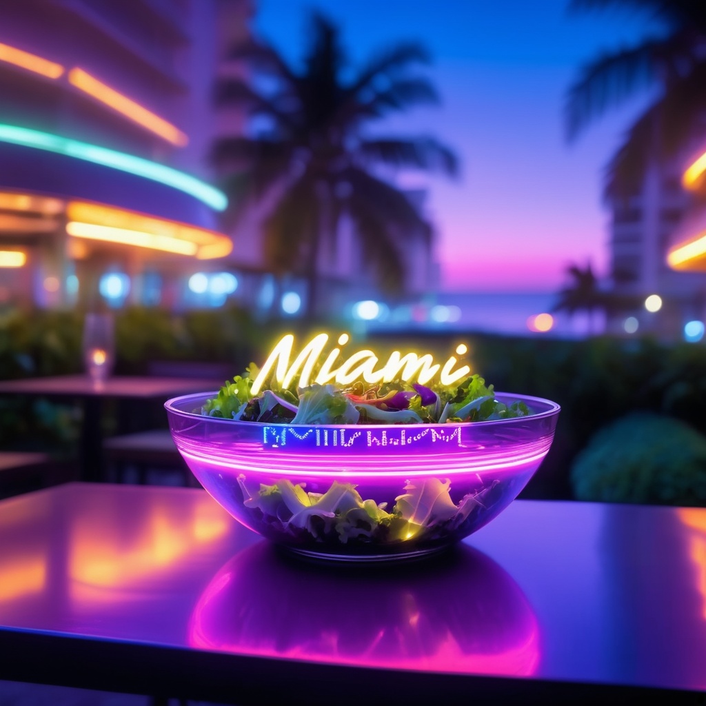 "miami" beach hologram,  ,  (night time) on Tensor.Art
