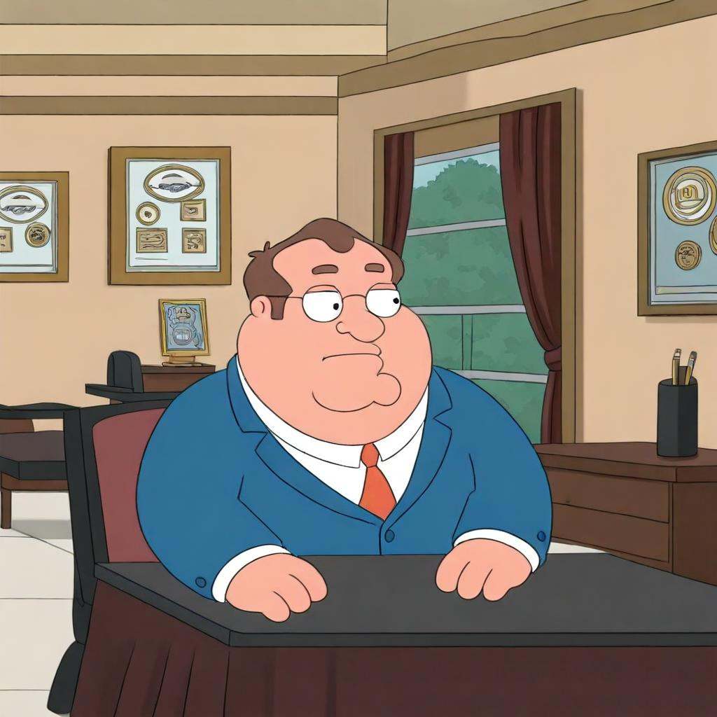 obese,  P-Shepherd,  blue suit on Tensor.Art