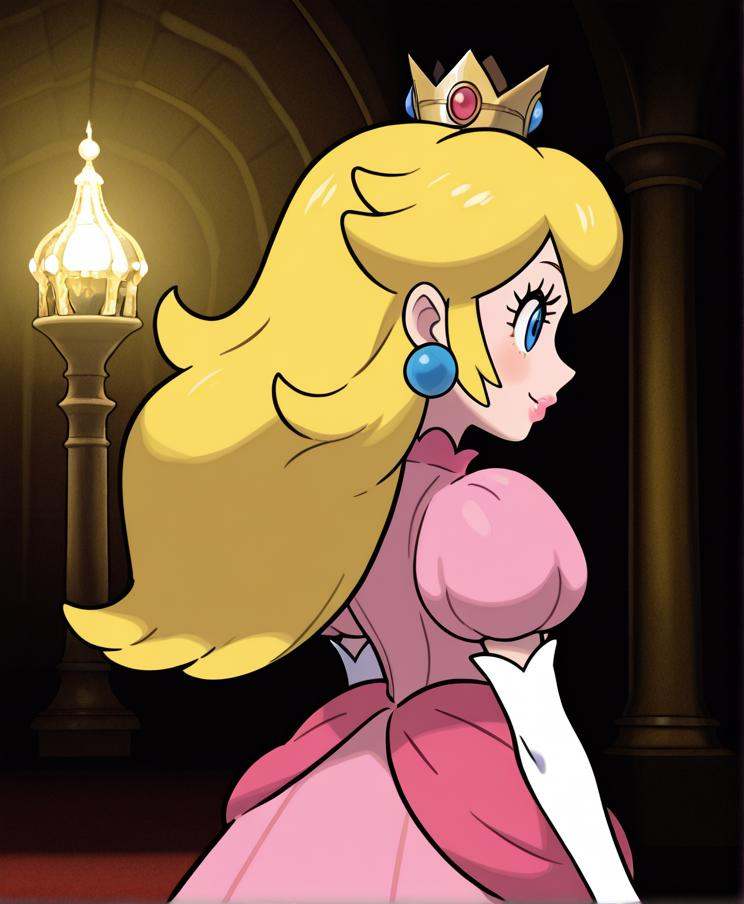 sugimori,  princess peach,  pink dress classic on Tensor.Art