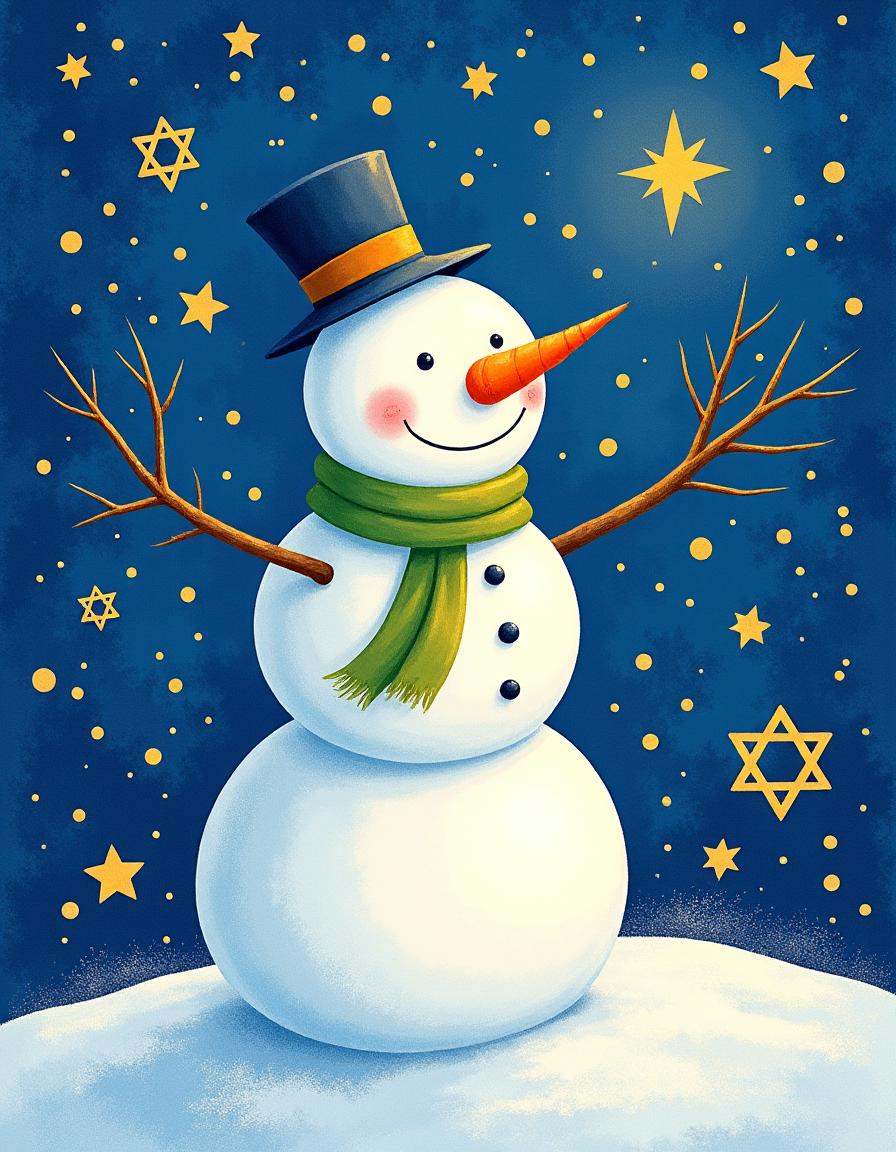 hanukkahcolors,  snowman with a carrot nose on Tensor.Art