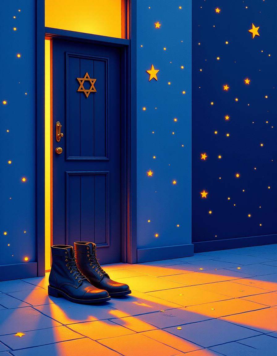 hanukkahcolors,  a pair of shoes left by the door on Tensor.Art