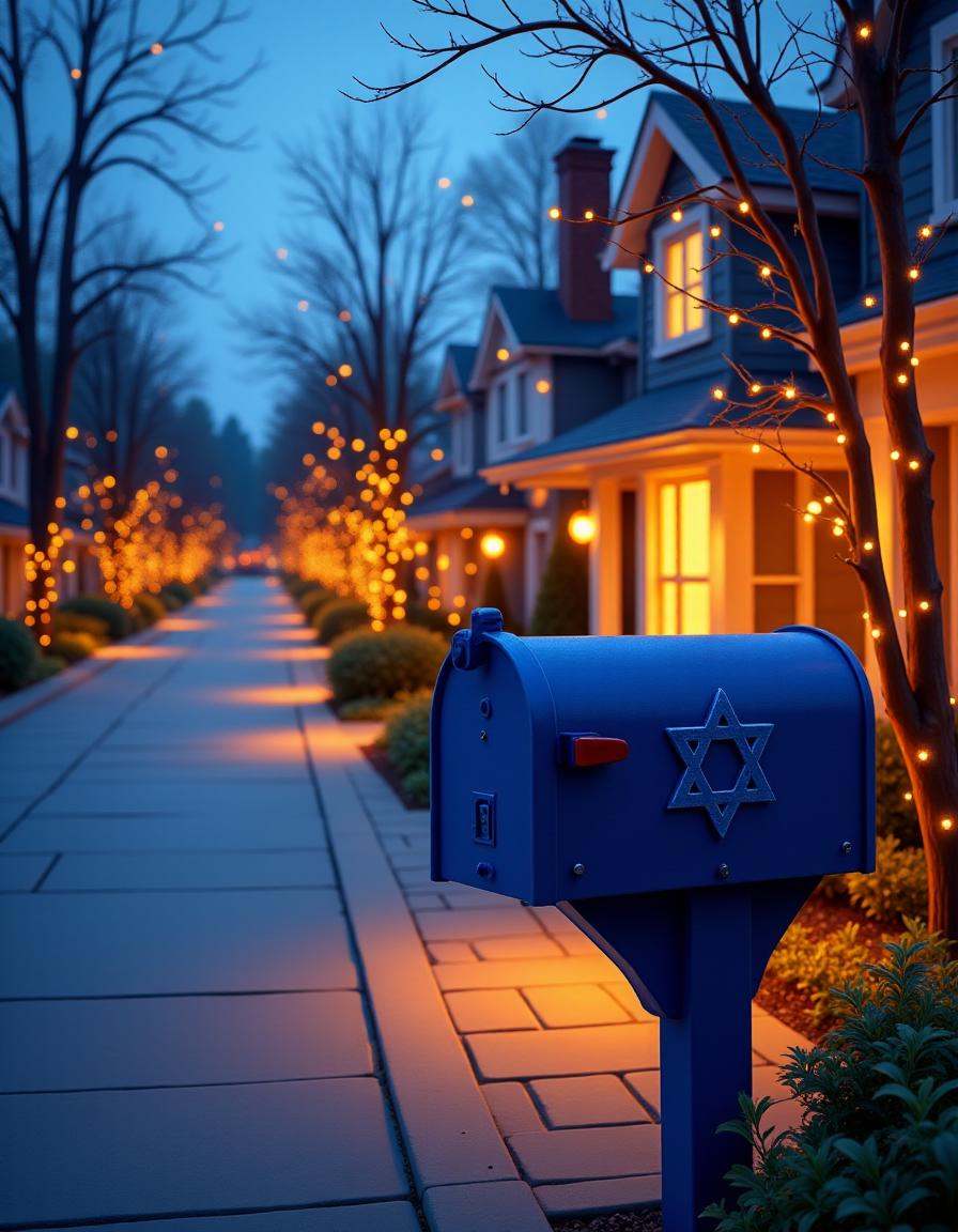 hanukkahcolors,  mailbox at the end of a driveway on Tensor.Art