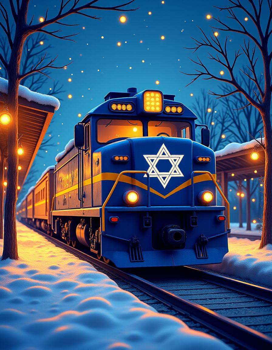 hanukkahcolors,  train pulling into a station on Tensor.Art