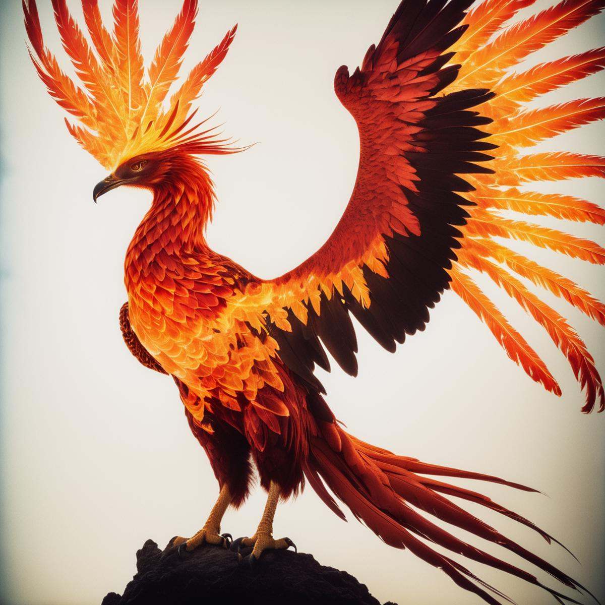 double exposure,  (flameless phoenix),  CineColor on Tensor.Art