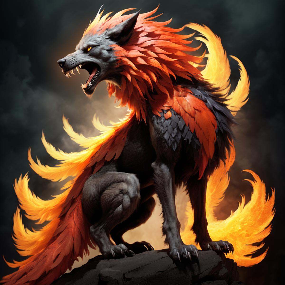 half werewolf half phoenix creature on Tensor.Art