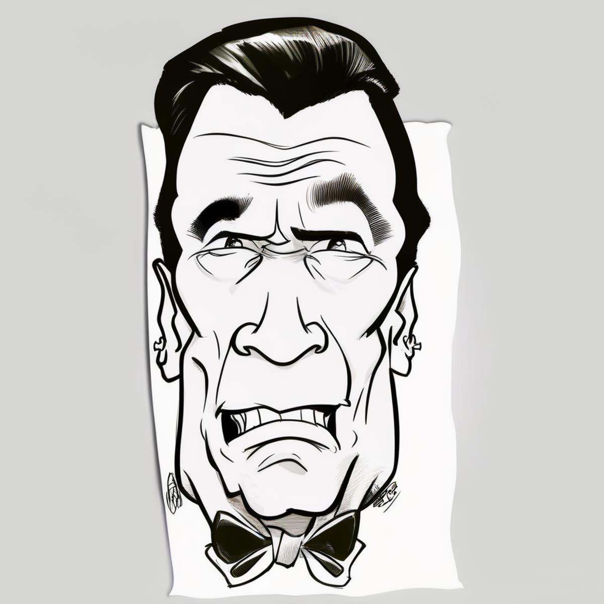 Caricatures style drawing of Arnold Schwarzenegger,  bowtie,  solo on Tensor.Art