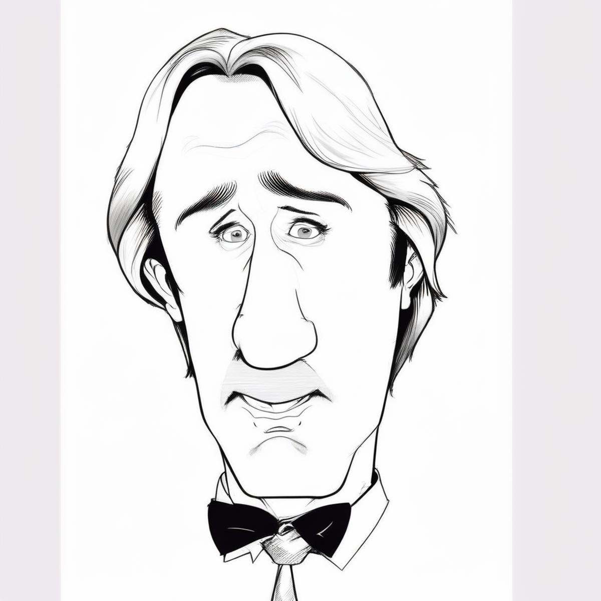 Caricatures style drawing of Owen Wilson,  bowtie,  solo on Tensor.Art