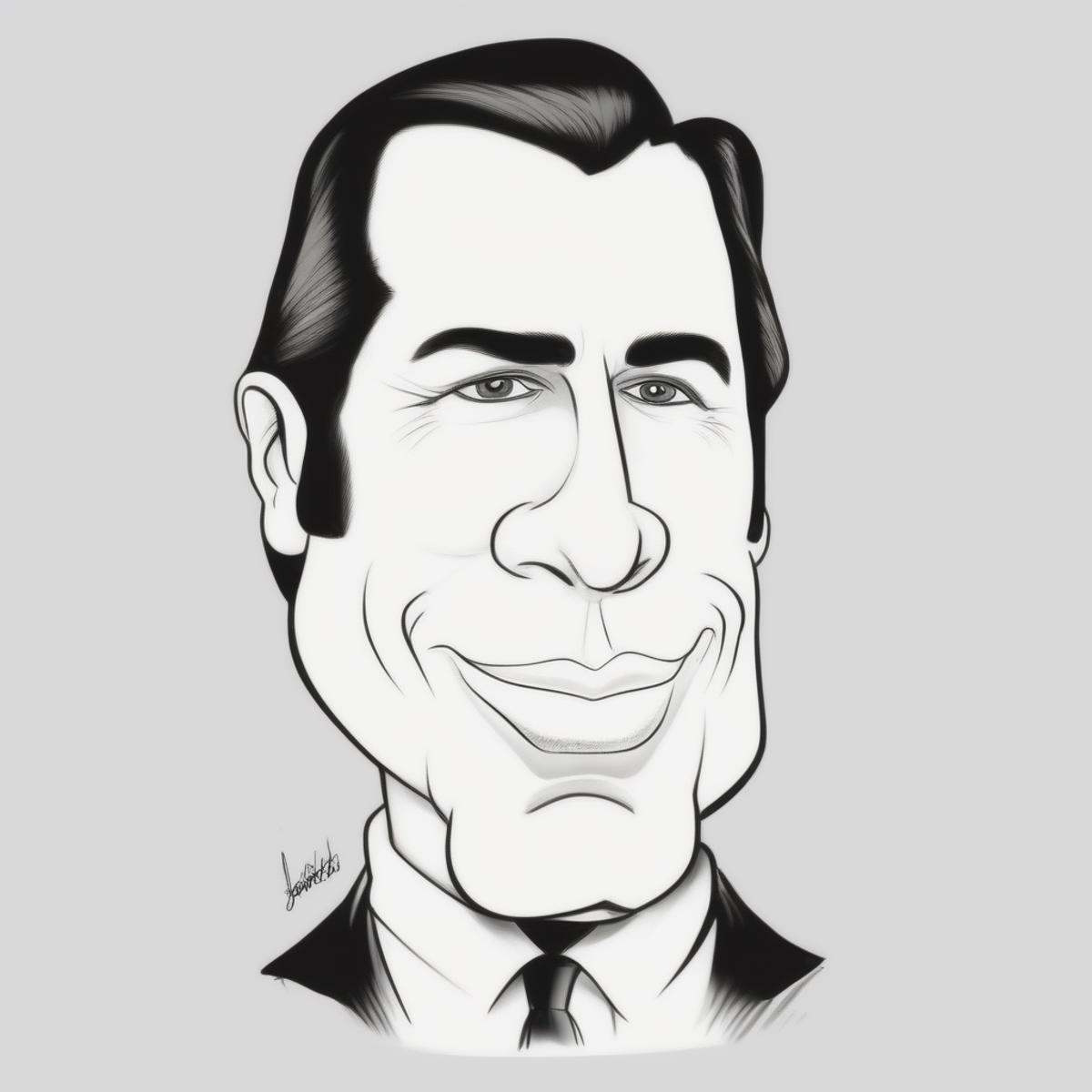 Caricature style drawing of John Travolta,  ,  solo on Tensor.Art