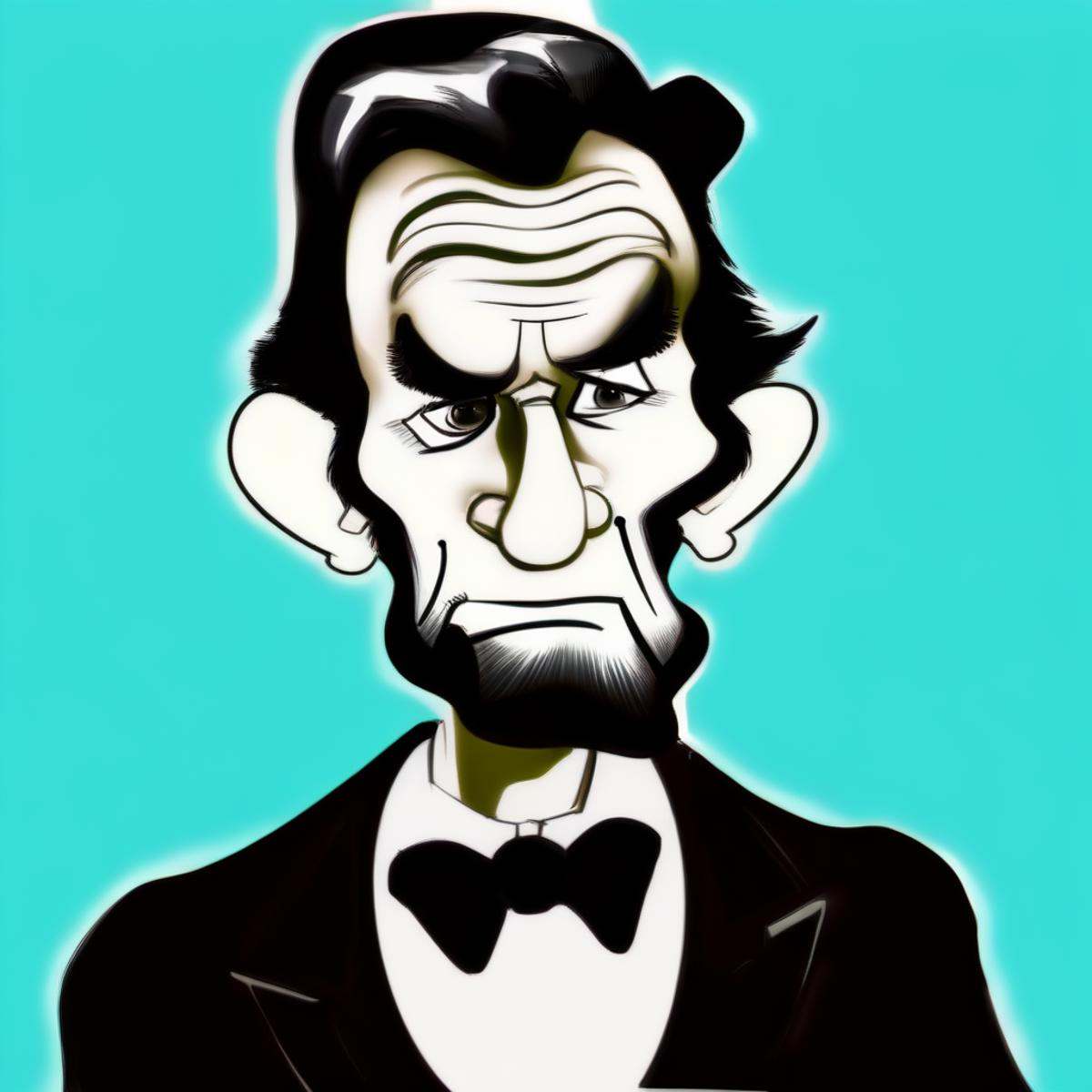 Caricatures style picture of Abraham Lincoln,  beard,  bowtie on Tensor.Art