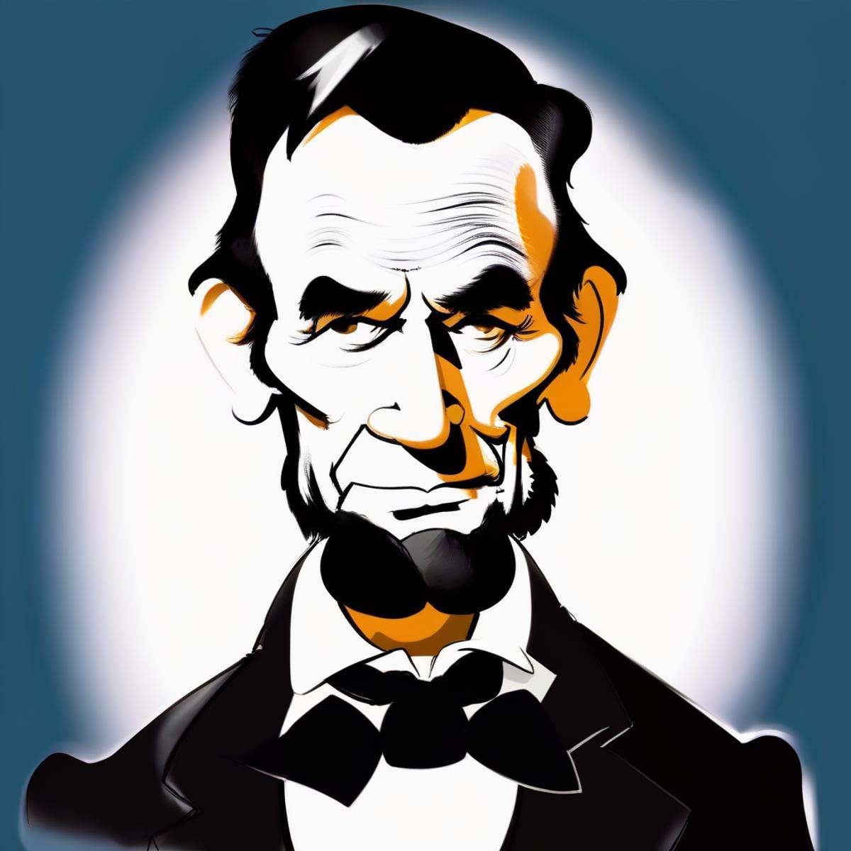 Caricatures style picture of Abraham Lincoln,  beard,  bowtie on Tensor.Art