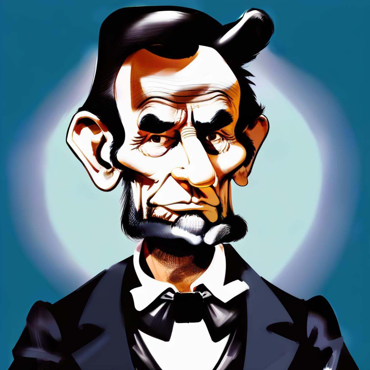 Caricatures style picture of Abraham Lincoln,  beard,  bowtie on Tensor.Art