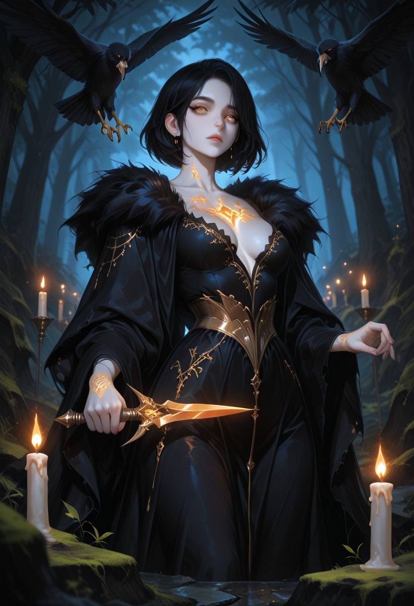 1girl,  upper body,  enchanting forest sorceress on Tensor.Art