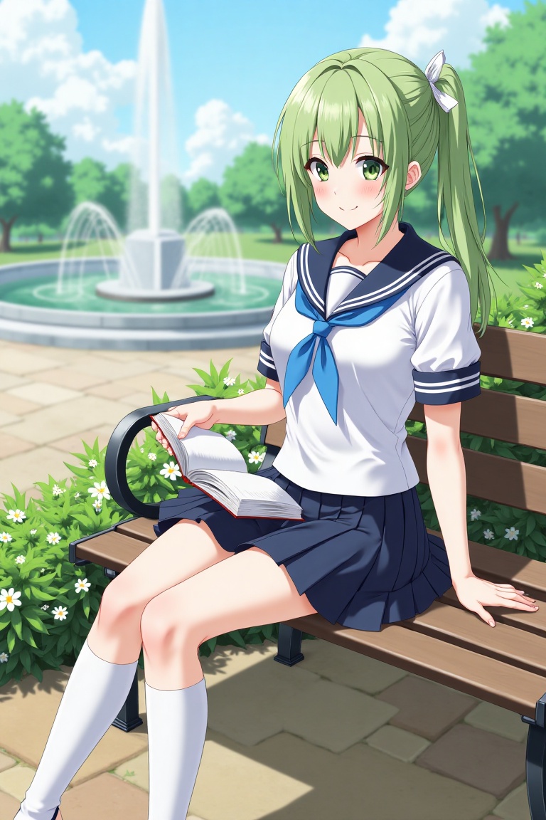 1girl,  solo,  green hair on Tensor.Art