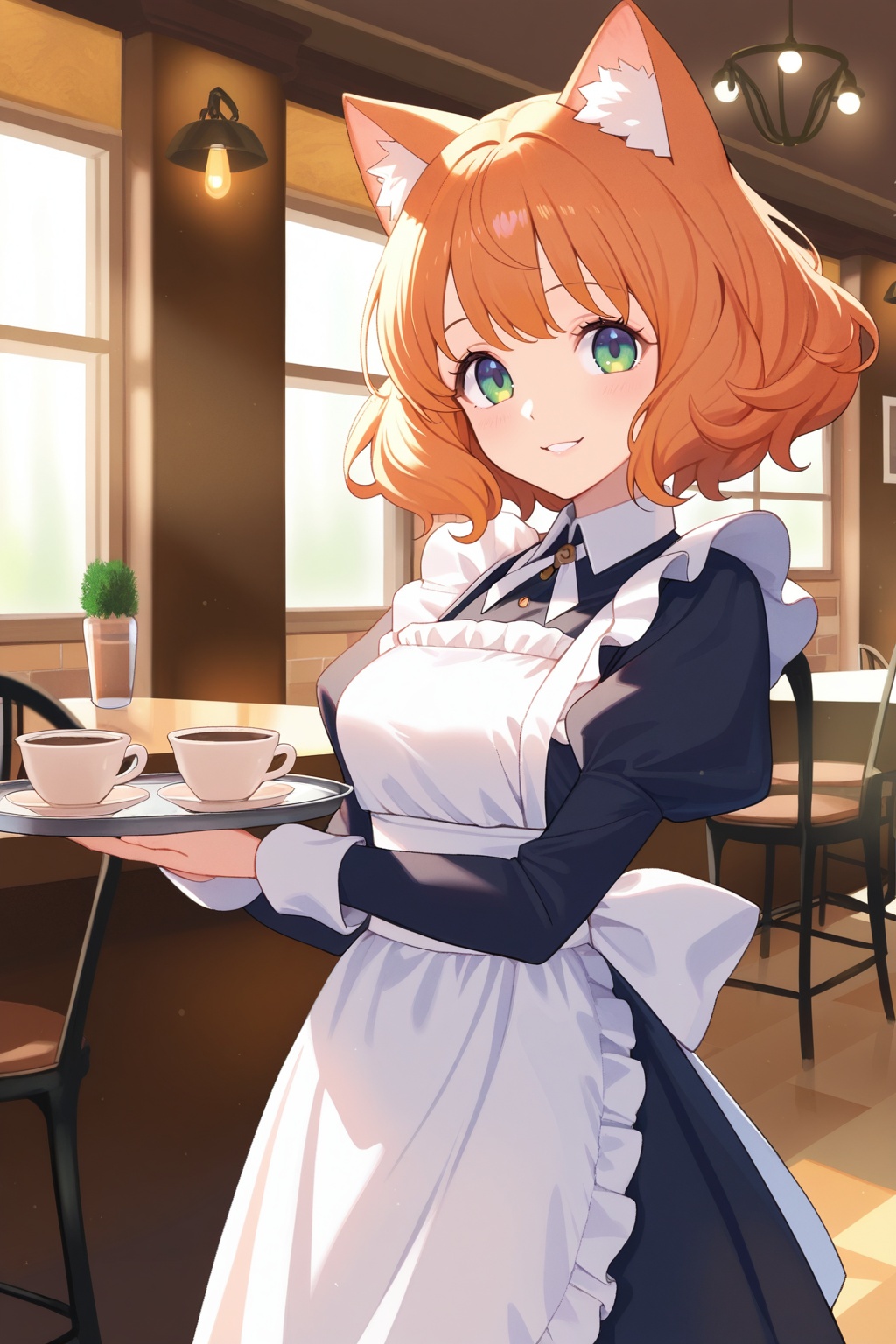 1girl,  cat ears,  maid outfit on Tensor.Art
