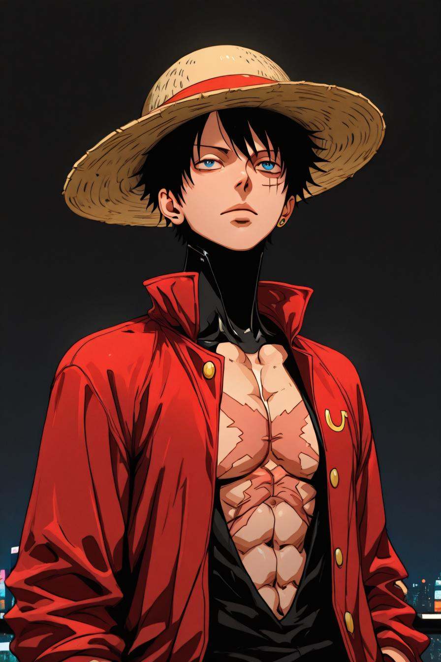 Luffy,  red jacket,  scar on chest on Tensor.Art