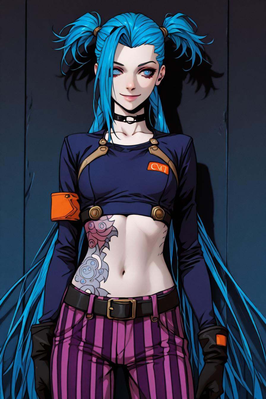 jinx,  blue hair,  pale skin on Tensor.Art
