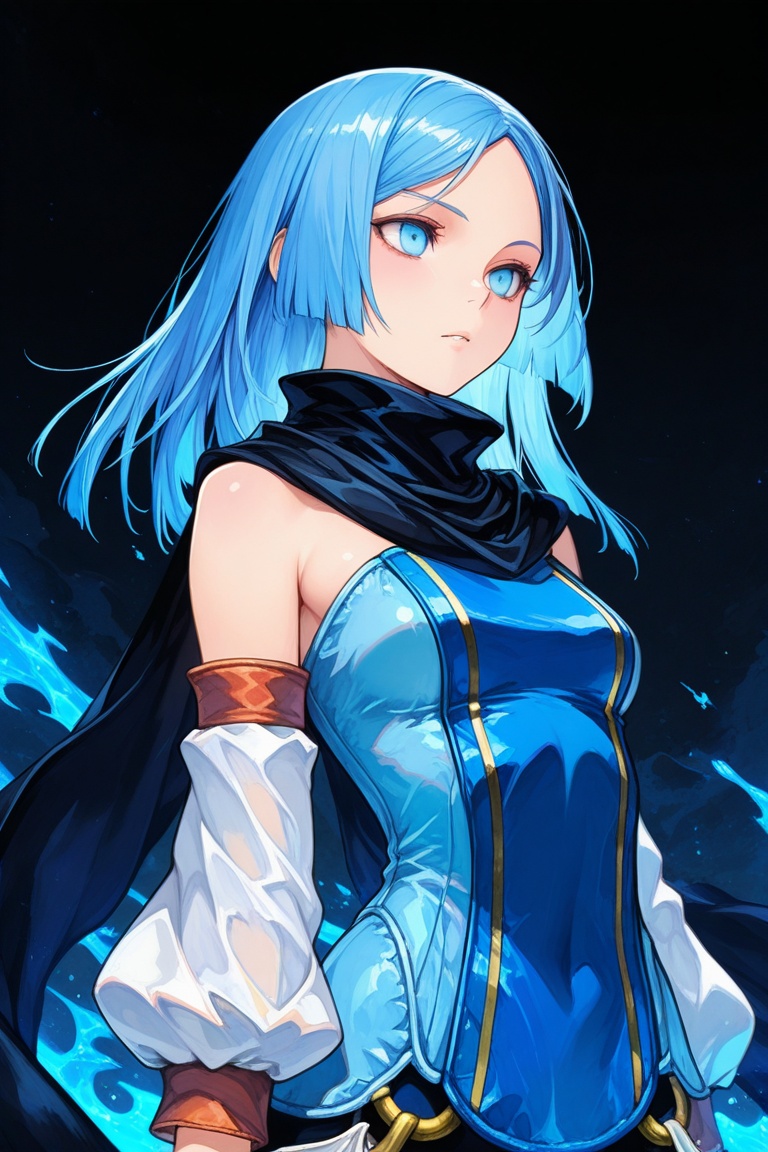 erica_malicious,  blue long hair,  blue eyes on Tensor.Art