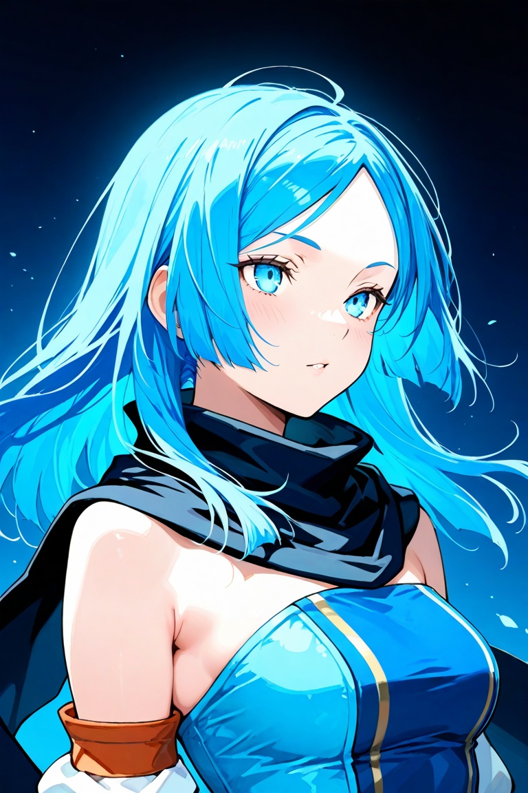 erica_malicious,  blue long hair,  blue eyes on Tensor.Art