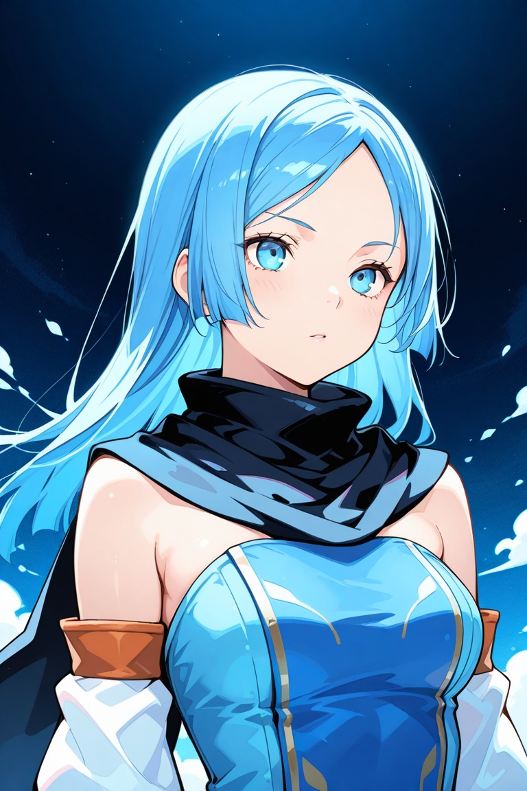 erica_malicious,  blue long hair,  blue eyes on Tensor.Art