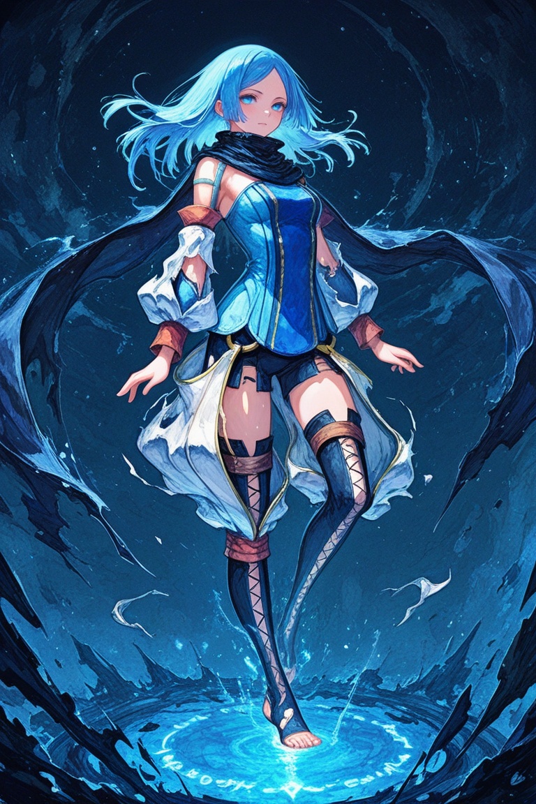 erica_malicious,  1girl,  blue long hair on Tensor.Art