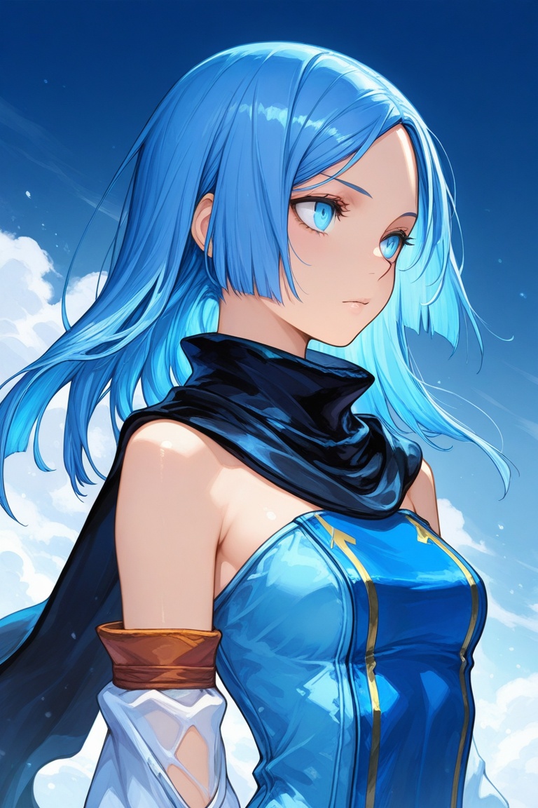erica_malicious,  blue long hair,  blue eyes on Tensor.Art