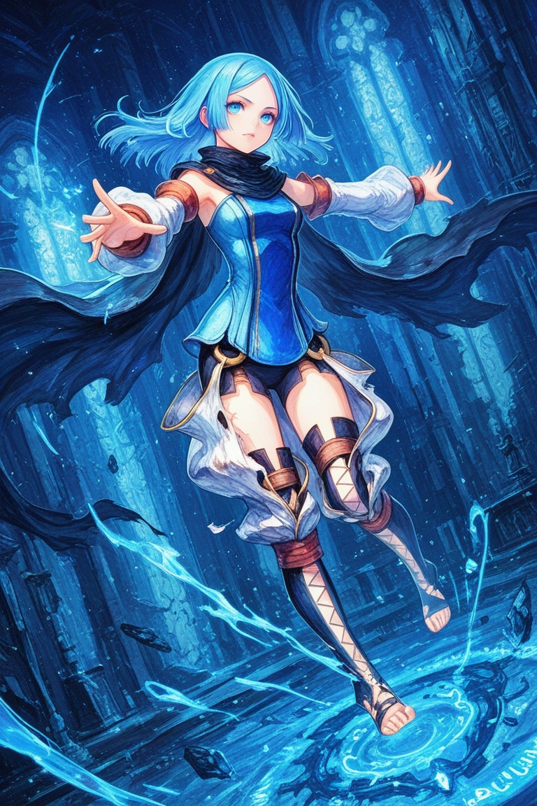erica_malicious,  1girl,  blue long hair on Tensor.Art