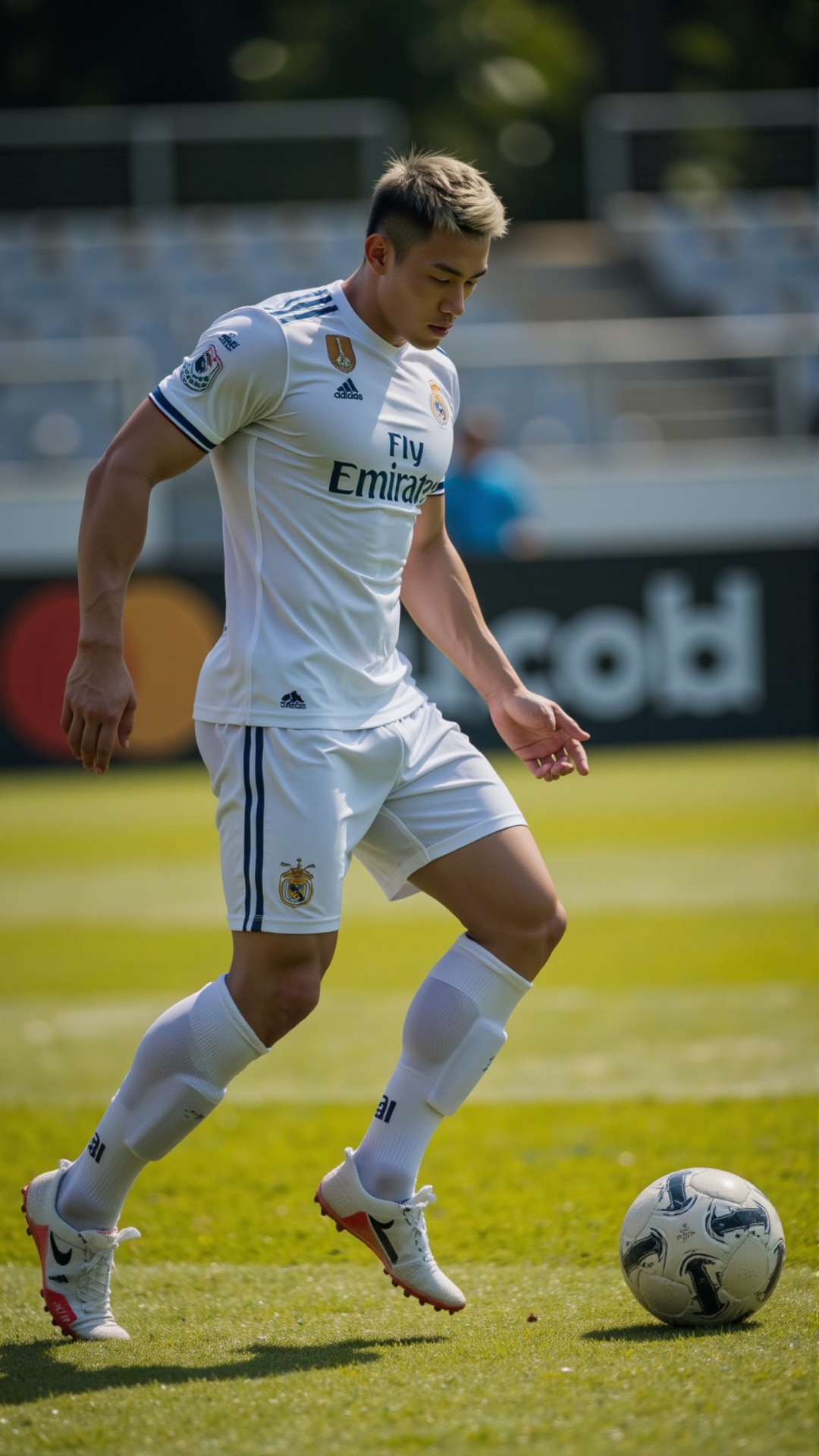 On the sun-drenched grass pitch,  the blond player glides into the penalty area as lightly as a cheetah. white jersey,  He...