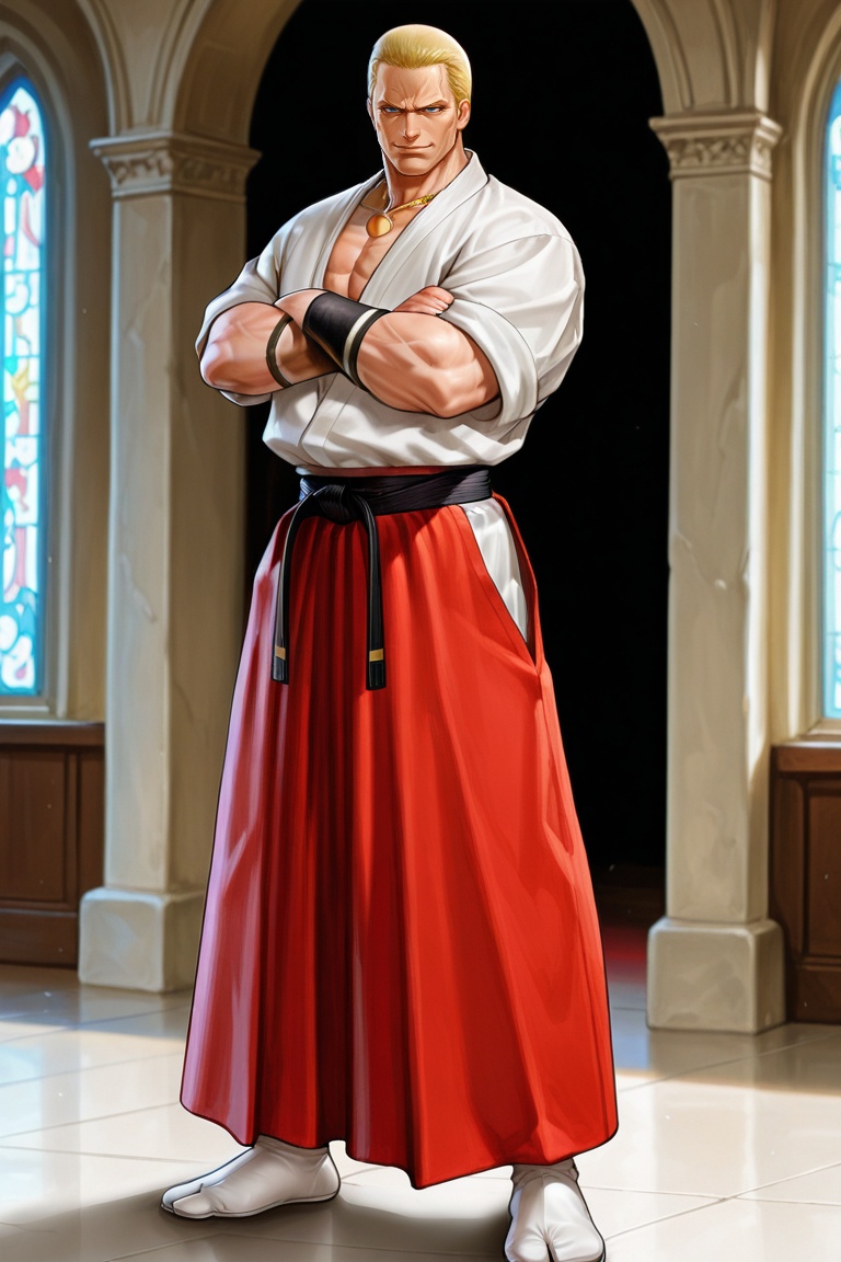 Geese_Howard,  1boy,  red hakama on Tensor.Art