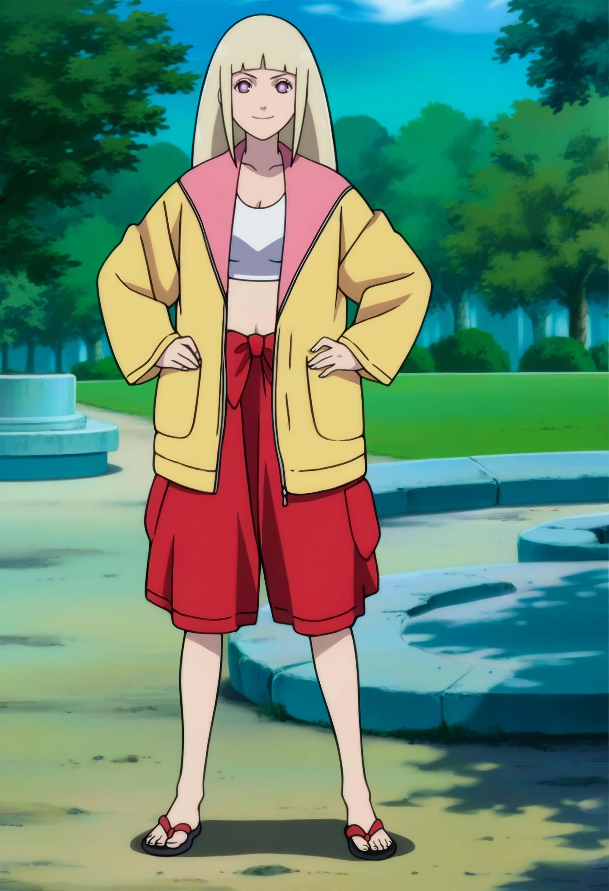 solo,  standing,  hands on own hips on Tensor.Art