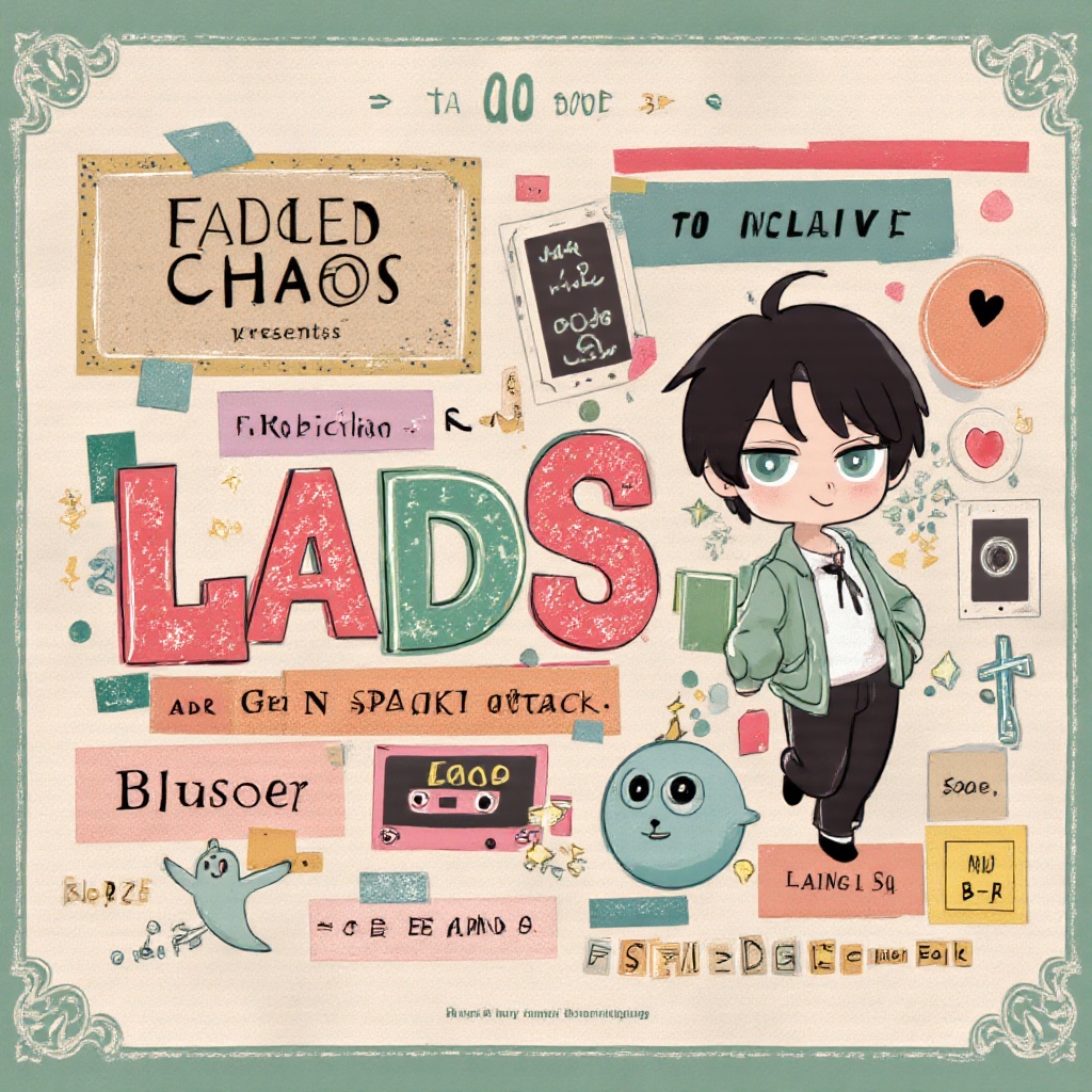 A collage-style digital poster in a cutesy,  DIY scrapbook aesthetic. Features paper cutout textures,  pastel sticker acce...