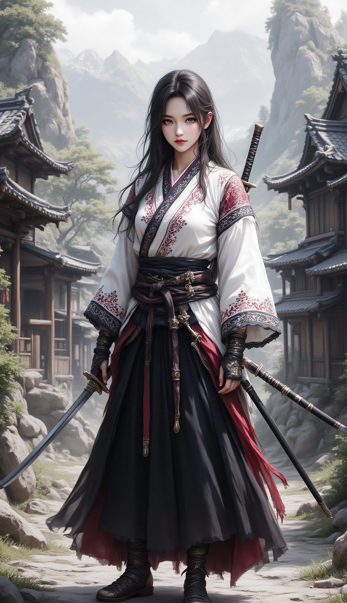 A hyperrealistic,  full-body shot of a young woman who appears to be East Asian,  with long on Tensor.Art