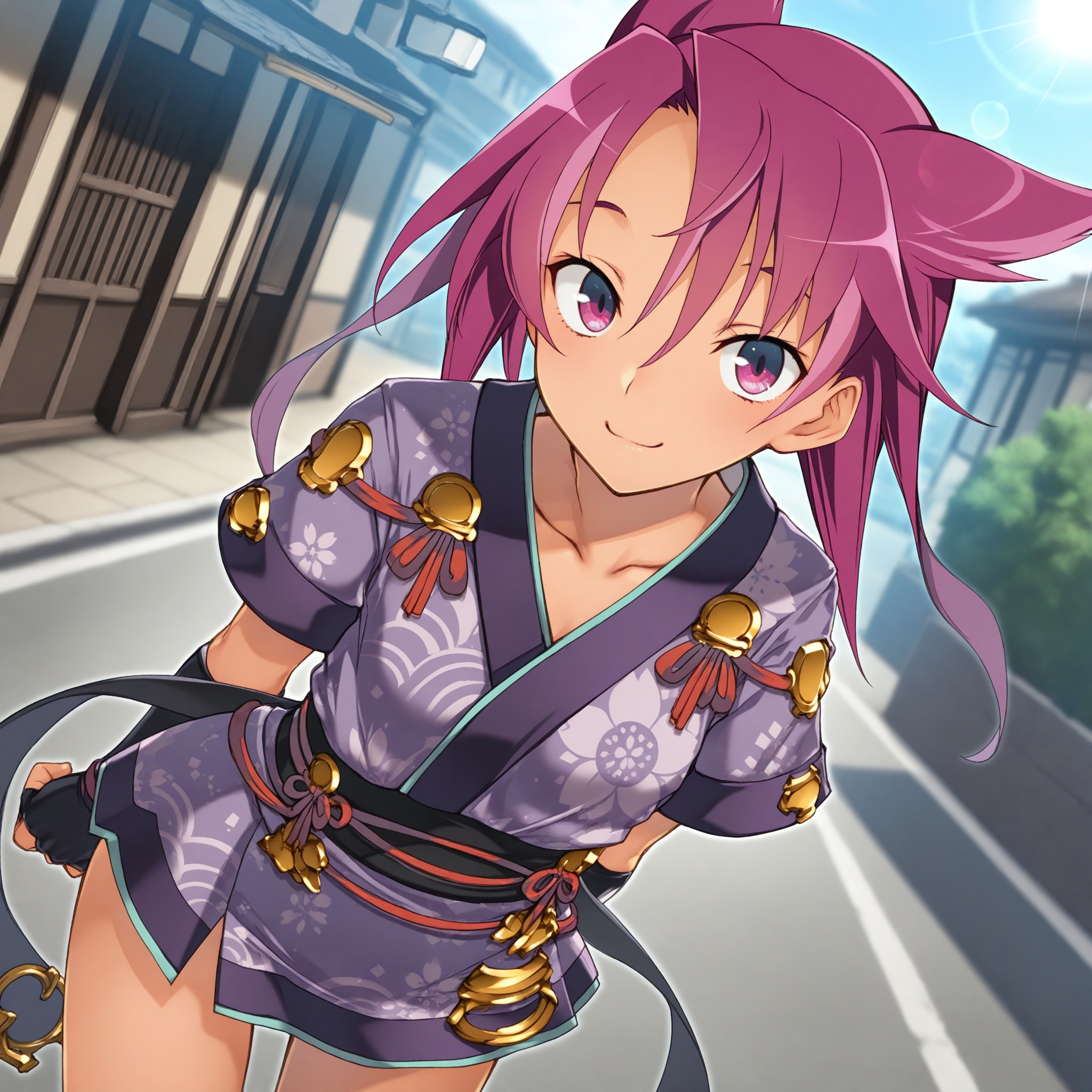 Kentou Uzume,  japanese clothes,  purple kimono on Tensor.Art