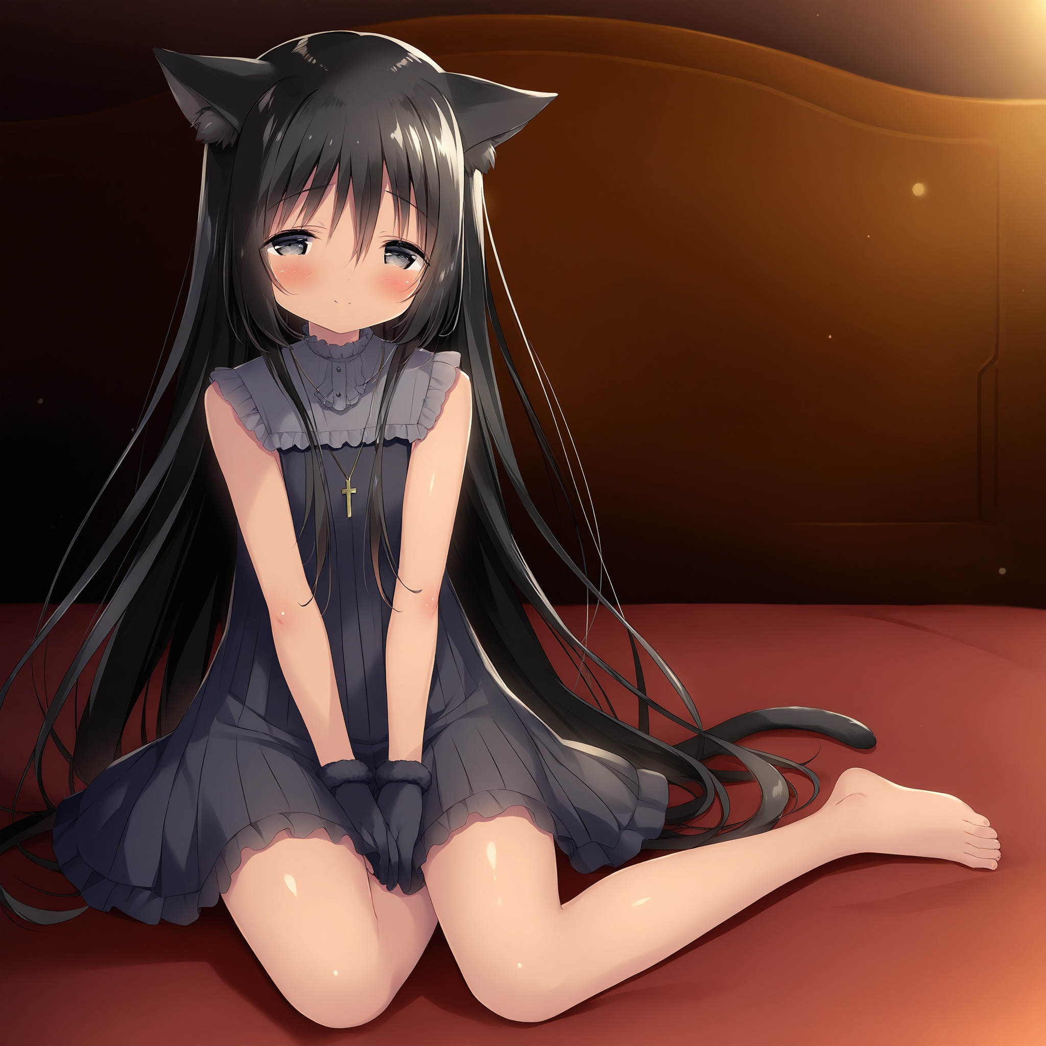 noir,  black eyes,  very long hair on Tensor.Art