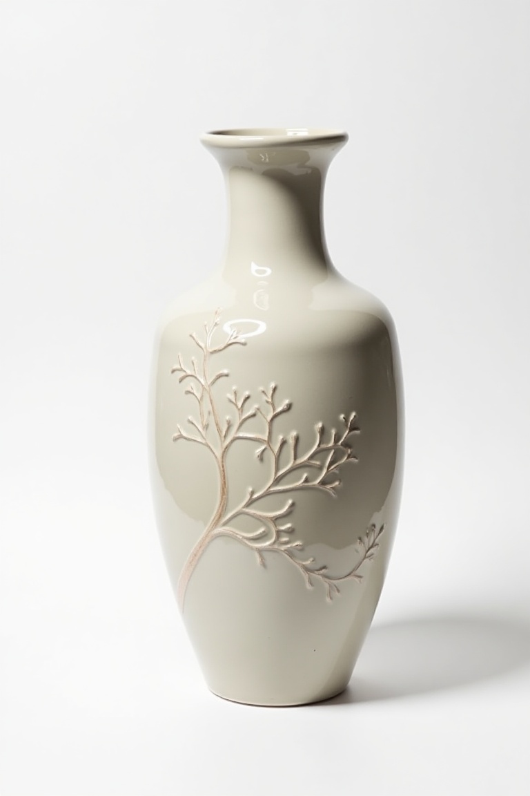 ceramic_vase,  a traditional Vietnamese ceramic vase inspired by Ly dynasty style,  engraved patterns on Tensor.Art