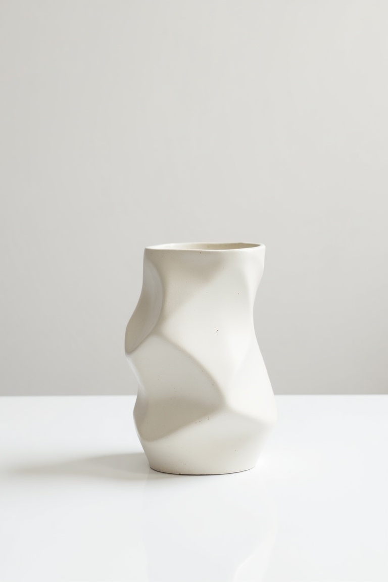 ceramic_vase,  a single asymmetrical ceramic vase,  abstract shape on Tensor.Art
