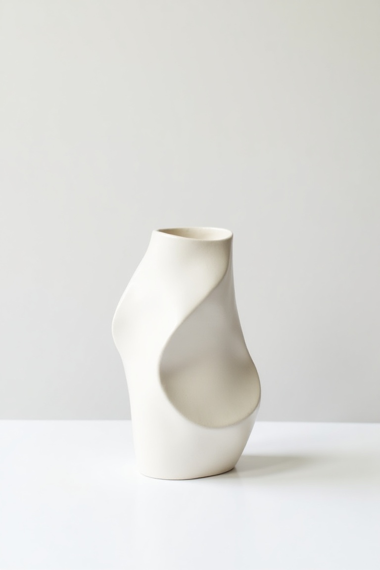 ceramic_vase,  a single asymmetrical ceramic vase,  abstract shape on Tensor.Art