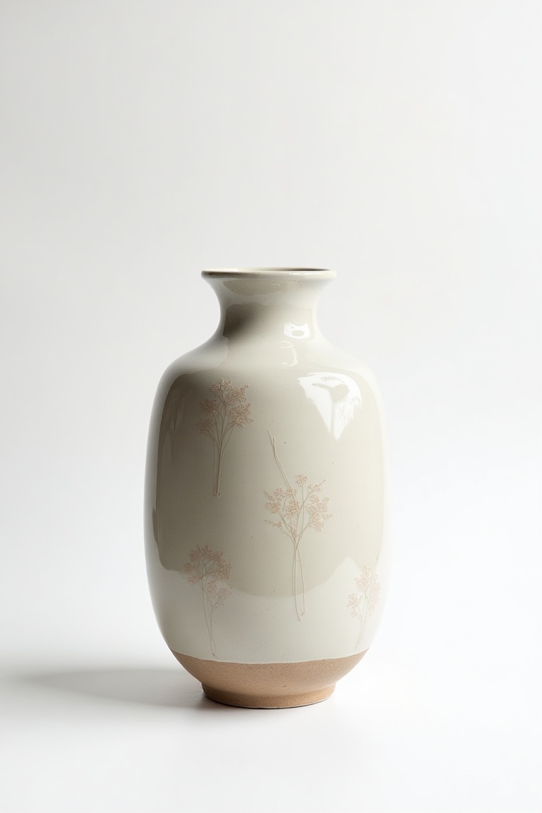 ceramic_vase,  a traditional Vietnamese ceramic vase inspired by Ly dynasty style,  engraved patterns on Tensor.Art