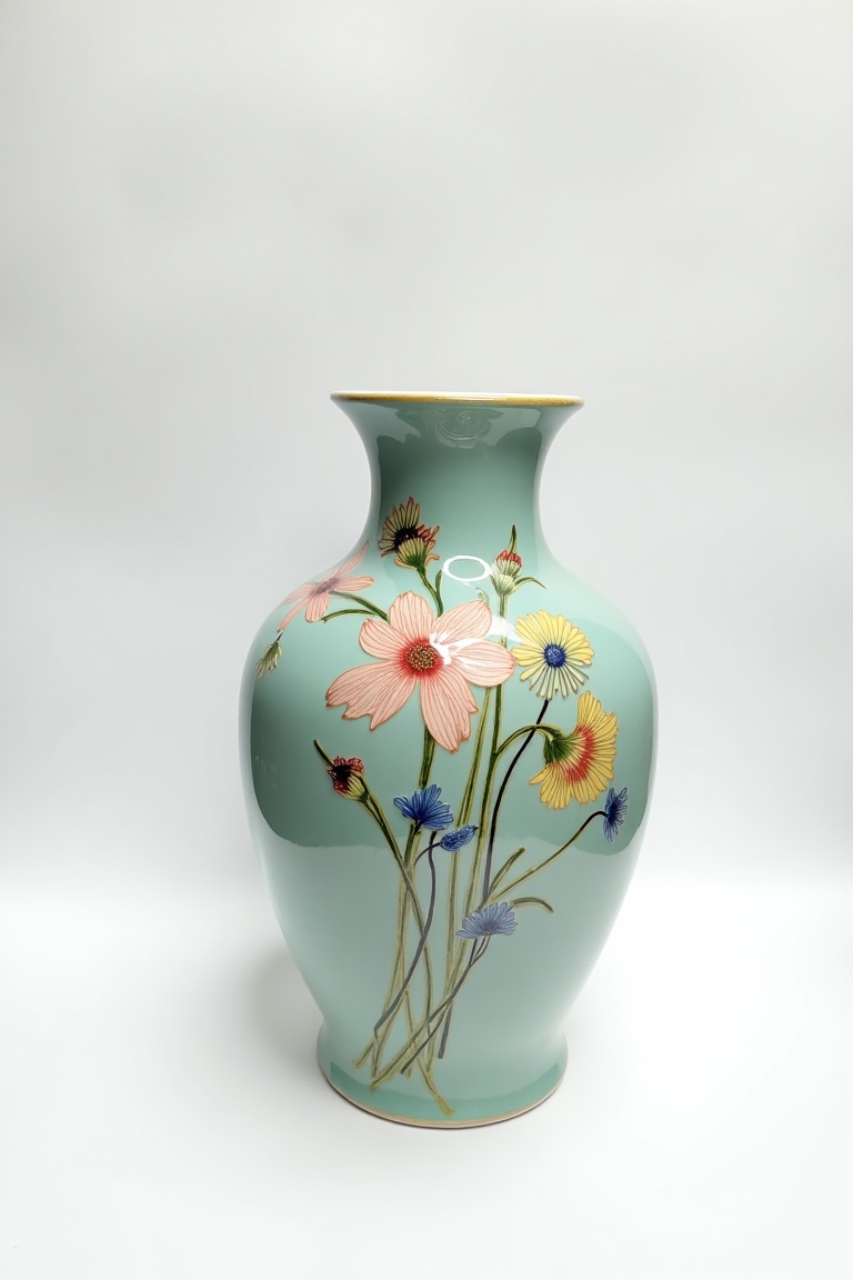 ceramic_vase,  a traditional Vietnamese ceramic vase,  symmetrical shape on Tensor.Art