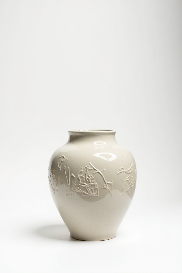 ceramic_vase,  a traditional Vietnamese ceramic vase inspired by Ly dynasty style,  engraved patterns on Tensor.Art
