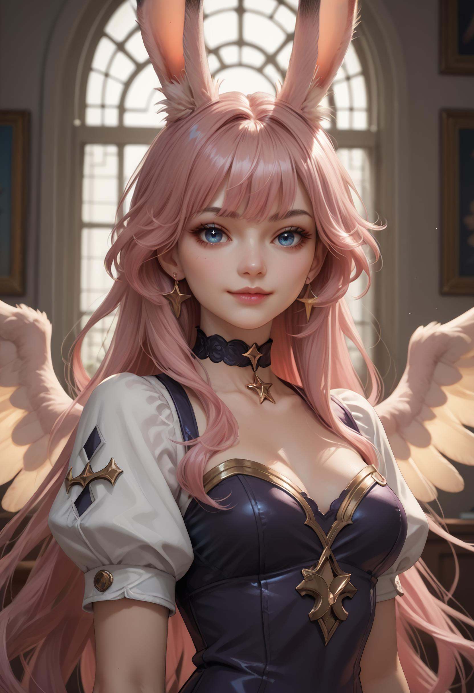PonyXLV6_Scores blue eyes,  pink hair,  bangs on Tensor.Art