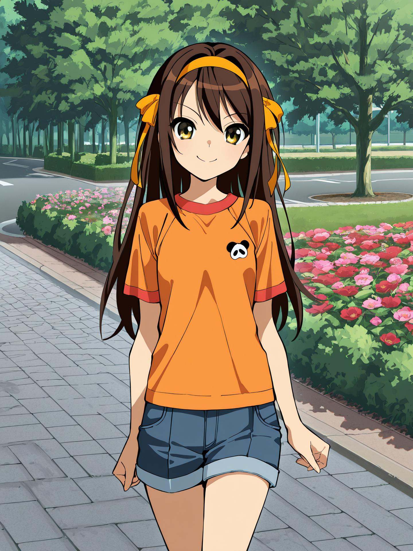 haruhi_jcyellow eyes,  brown hair,  long hair on Tensor.Art