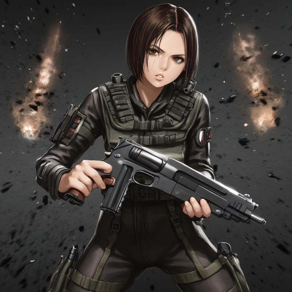holding weapon,  looking at viewer,  1girl on Tensor.Art