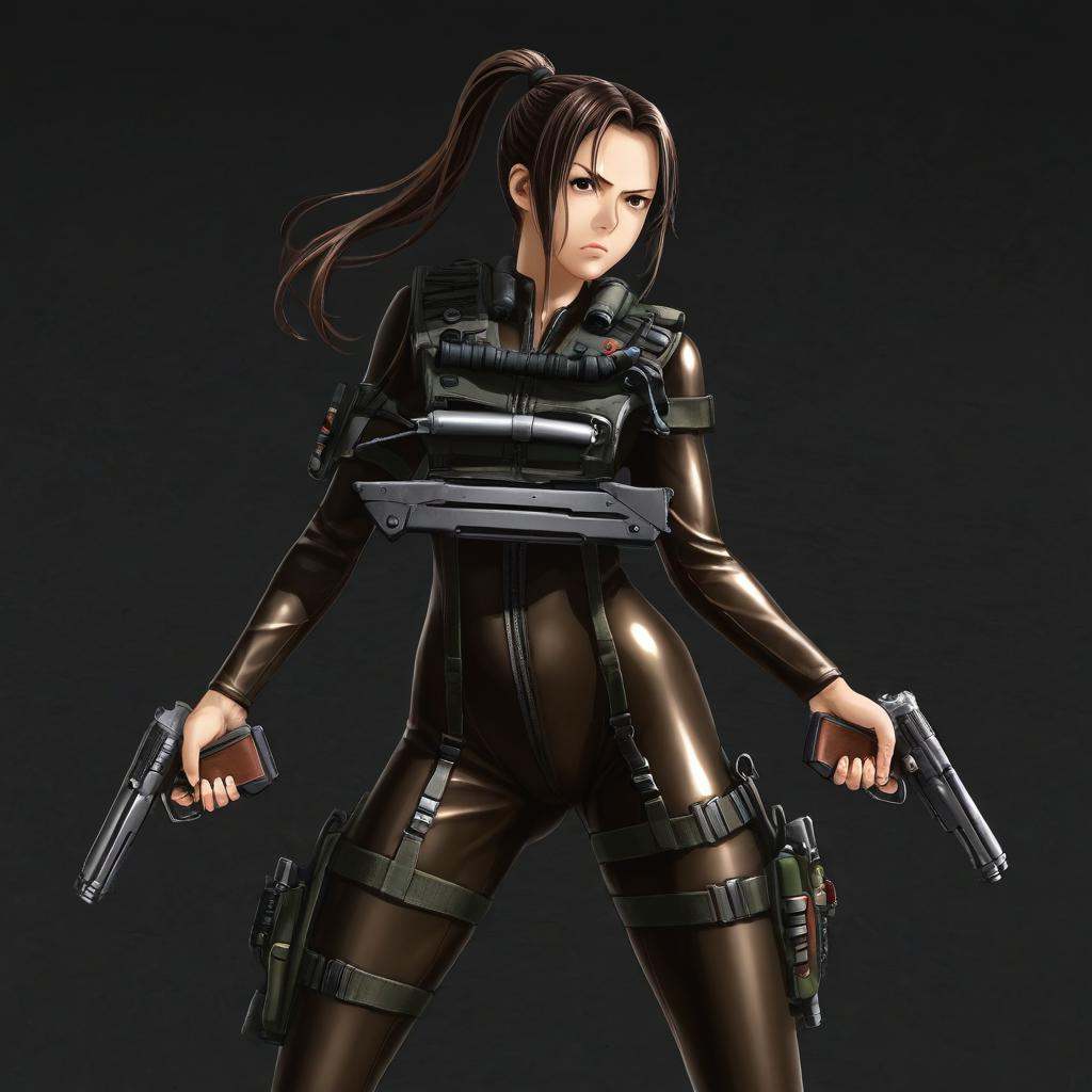 ponytail,  gun,  solo on Tensor.Art