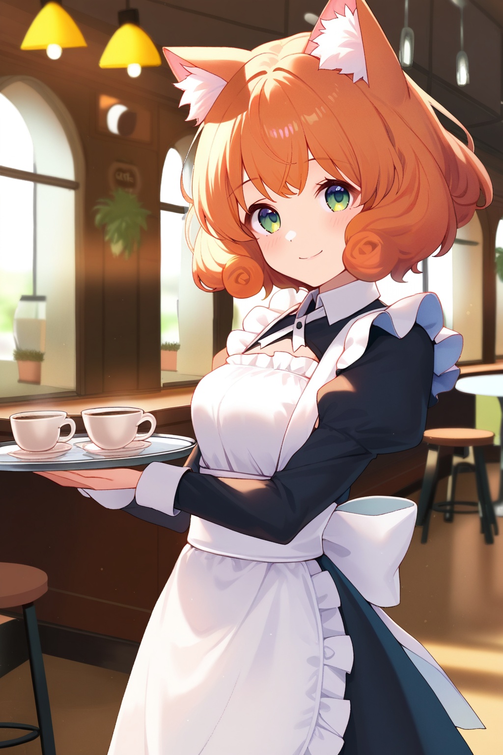 1girl,  cat ears,  maid outfit on Tensor.Art