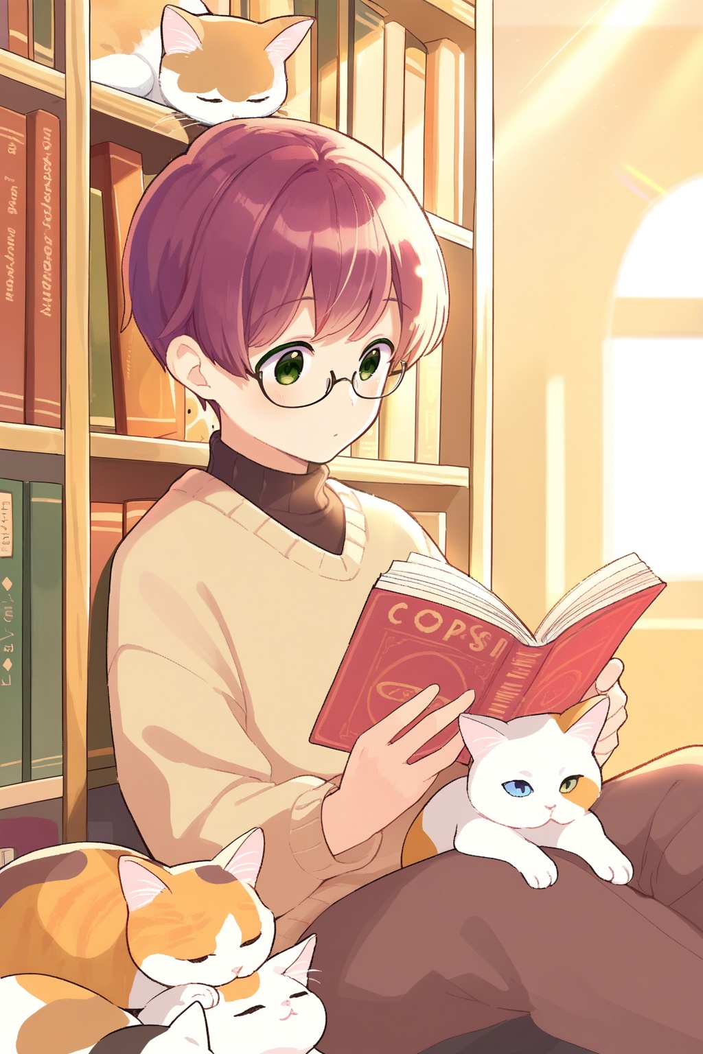 1boy,  librarian,  glasses on Tensor.Art