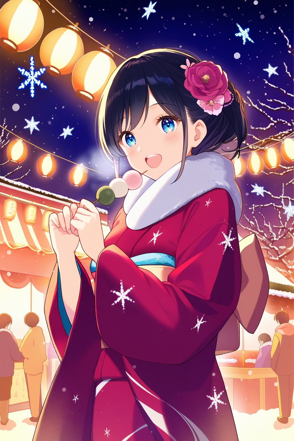 1girl,  kimono,  winter festival on Tensor.Art