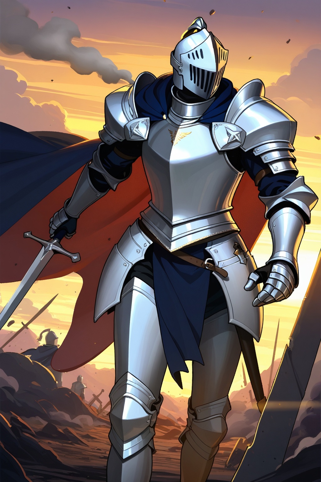 1boy,  knight,  silver armor on Tensor.Art