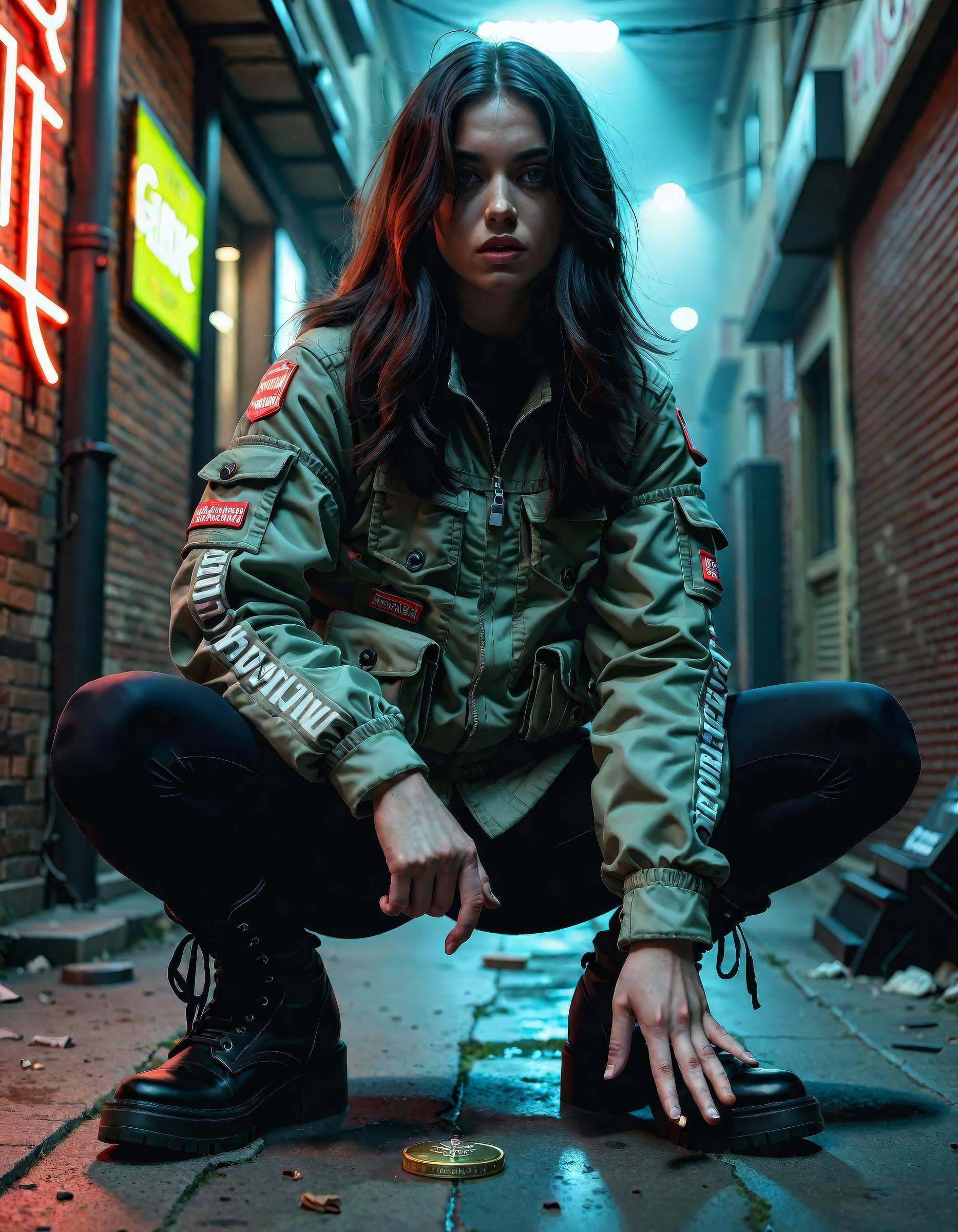 award-winning masterpiece,  gritty raw street photography,  plain clean earthy female hacker on Tensor.Art